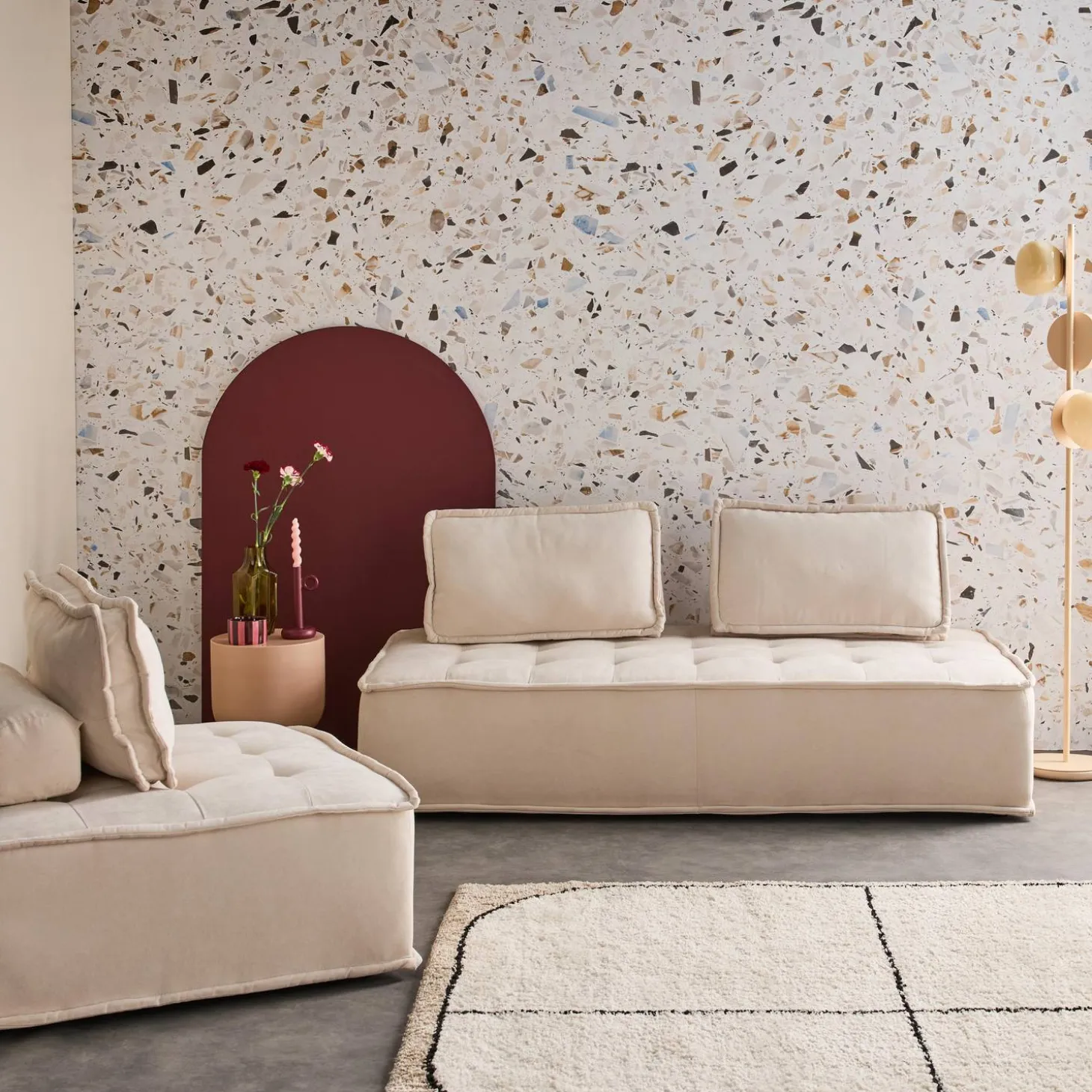 2er-Set Sessel für modulares Sofa, 3 Sitzplätze