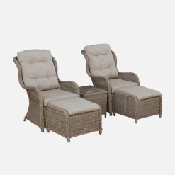 2er Set Sesseln Polyrattan und Aluminium - Barletta