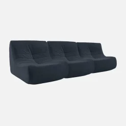 3er-Set Sessel ohne Armlehne mit wasserabweisendem Samtbezug