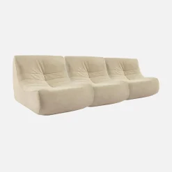 3er-Set Sessel ohne Armlehne mit wasserabweisendem Samtbezug
