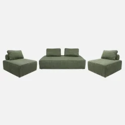 2er-Set Sessel und 2-Sitzer Sofa mit Cordbezug