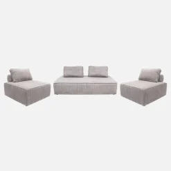 2er-Set Sessel und 2-Sitzer Sofa mit Cordbezug