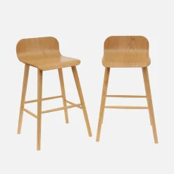 2er-Set skandinavische Barhocker aus Heveaholz