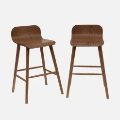 2er-Set skandinavische Barhocker aus Heveaholz