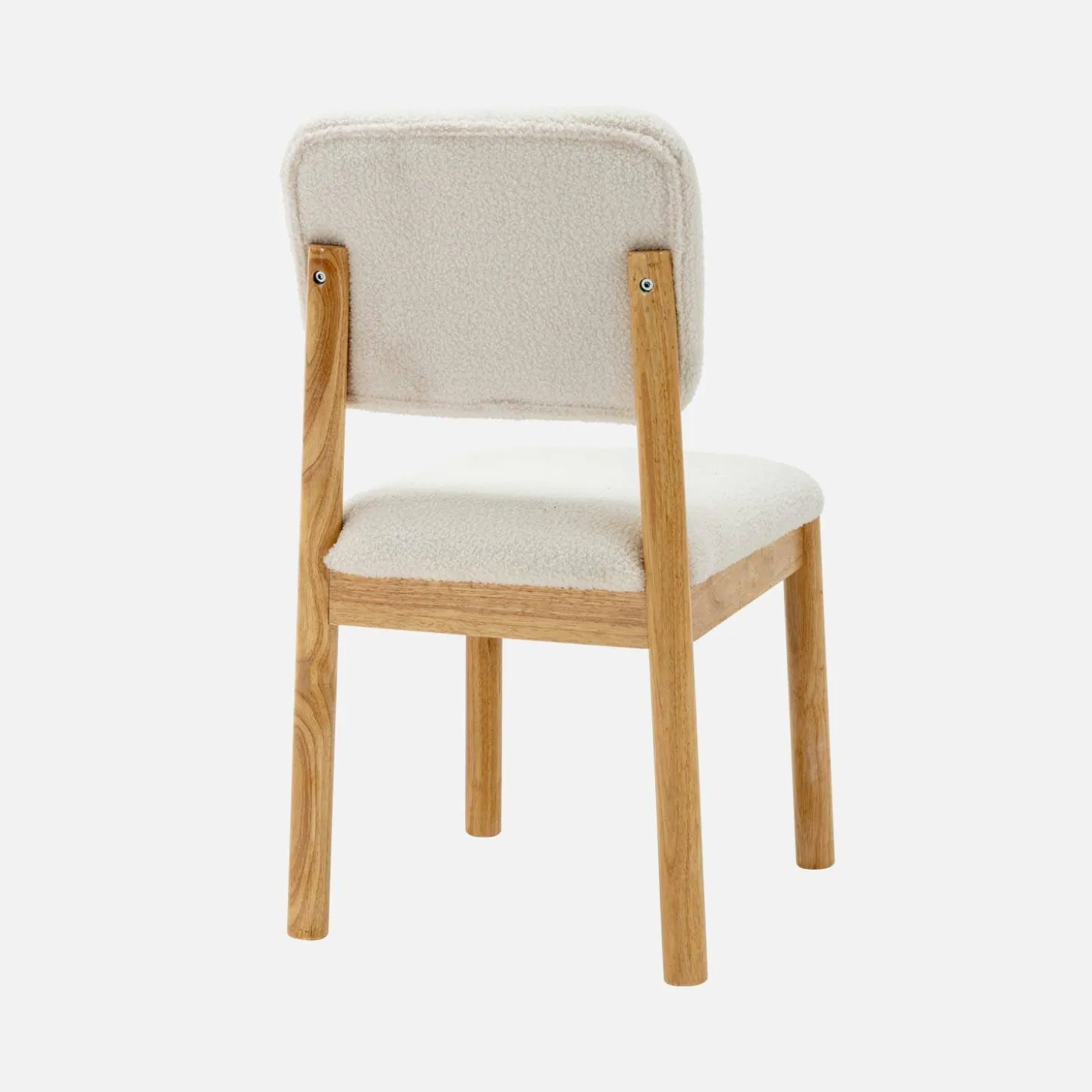 2er-Set skandinavische Stühle aus Hevea-Holz mit Bouclé-Bezug