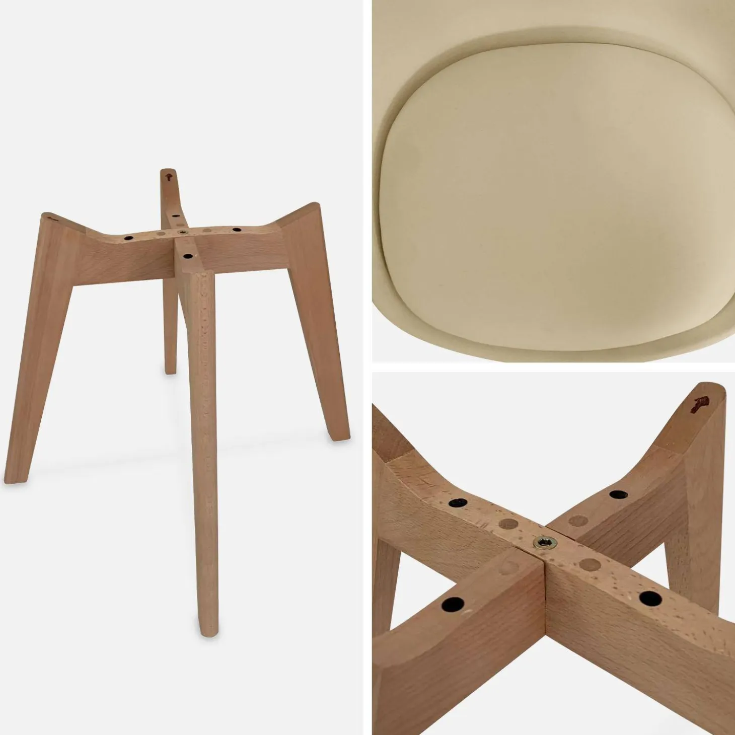 4er-Set skandinavische Stühle mit Holzbeinen