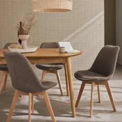 4er-Set skandinavische Stühle mit Holzbeinen