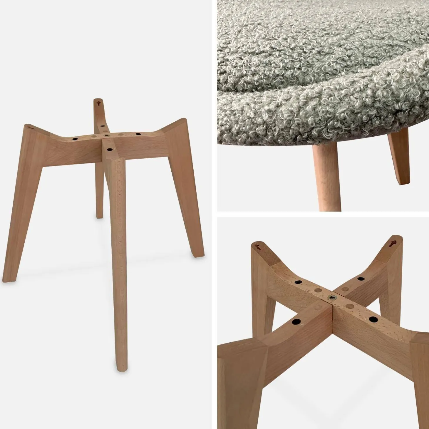 4er-Set skandinavische Stühle mit Holzbeinen