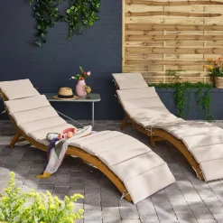 2er-Set Sonnenliegen aus Akazienholz
