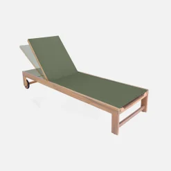 2er-Set Sonnenliegen aus Akazienholz, mehrere Positionen, mit Rollen