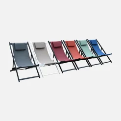 2er-Set Sonnenliegen aus Aluminium, mehrfach verstellbar