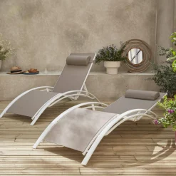 2er-Set Sonnenliegen aus Aluminium mehrfach verstellbar