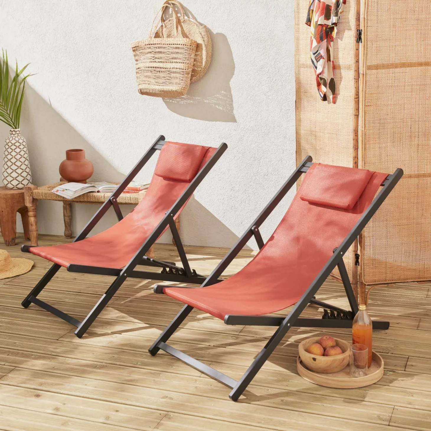 2er-Set Sonnenliegen aus Aluminium, mehrfach verstellbar