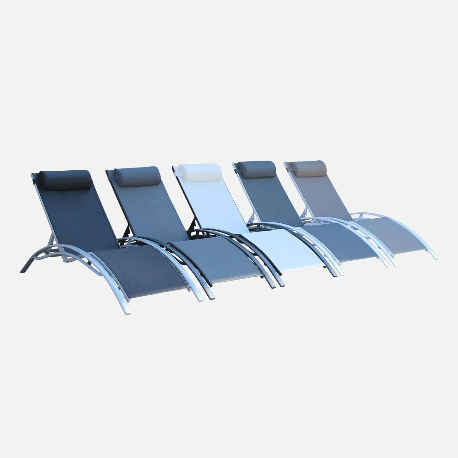 2er-Set Sonnenliegen aus Aluminium mehrfach verstellbar