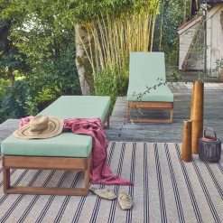 2er-Set Sonnenliegen aus Eukalyptus-Holz, verstellbar