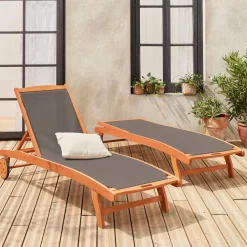 2er-Set Sonnenliegen aus Holz
