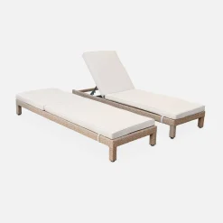 2er Set Sonnenliegen aus Polyrattan