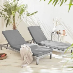 2er Set Sonnenliegen aus Polyrattan