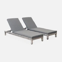 2er Set Sonnenliegen aus Polyrattan