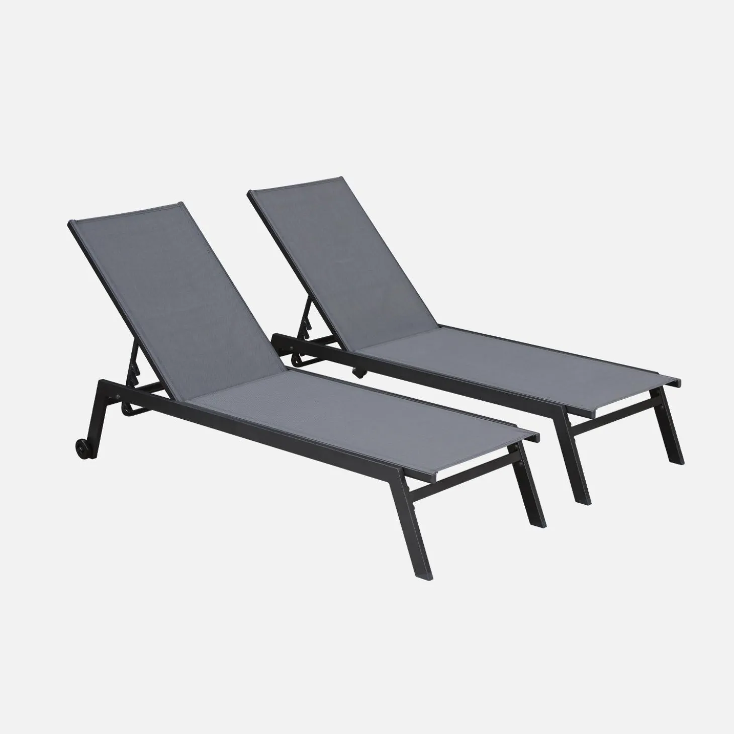2er-Set Sonnenliegen, 5 Positionen mit Rädern
