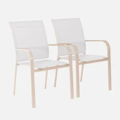 2er-Set stapelbare Gartensessel aus Aluminium und Textilene