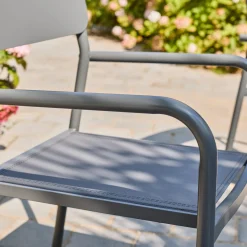 4er-Set stapelbare Gartensessel aus Aluminium und Textilene
