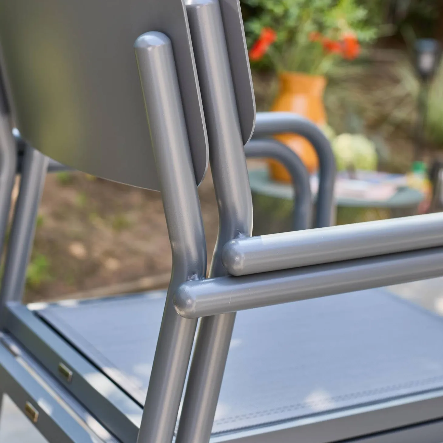 4er-Set stapelbare Gartensessel aus Aluminium und Textilene