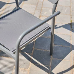 4er-Set stapelbare Gartensessel aus Aluminium und Textilene