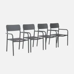 4er-Set stapelbare Gartensessel aus Aluminium und Textilene