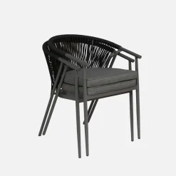2er-Set stapelbare Gartensessel aus Stahl mit Seilbespannung