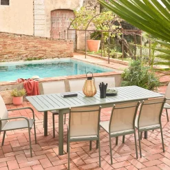 4er-Set stapelbare Gartenstühle aus Aluminium und Textilene