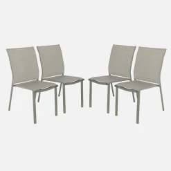 4er-Set stapelbare Gartenstühle aus Aluminium und Textilene