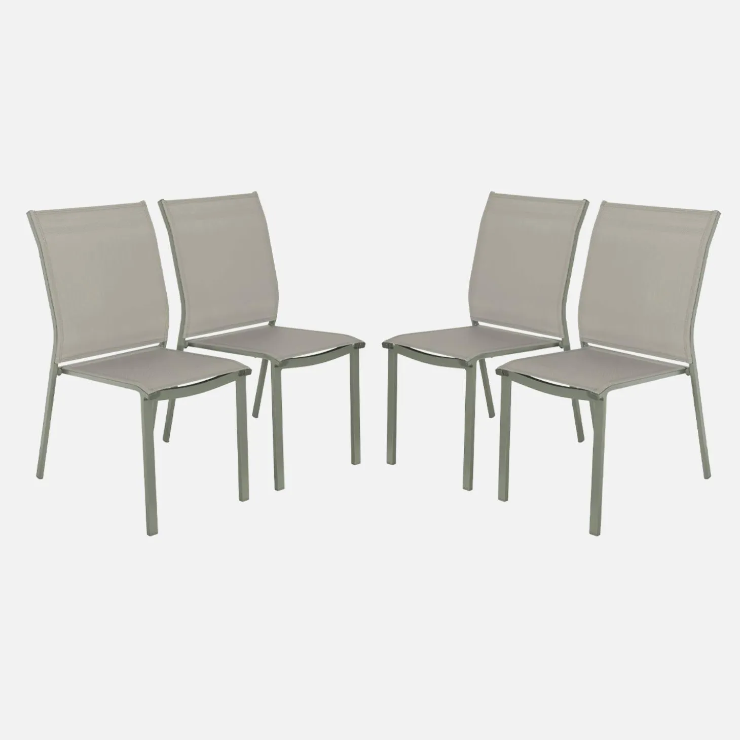 4er-Set stapelbare Gartenstühle aus Aluminium und Textilene