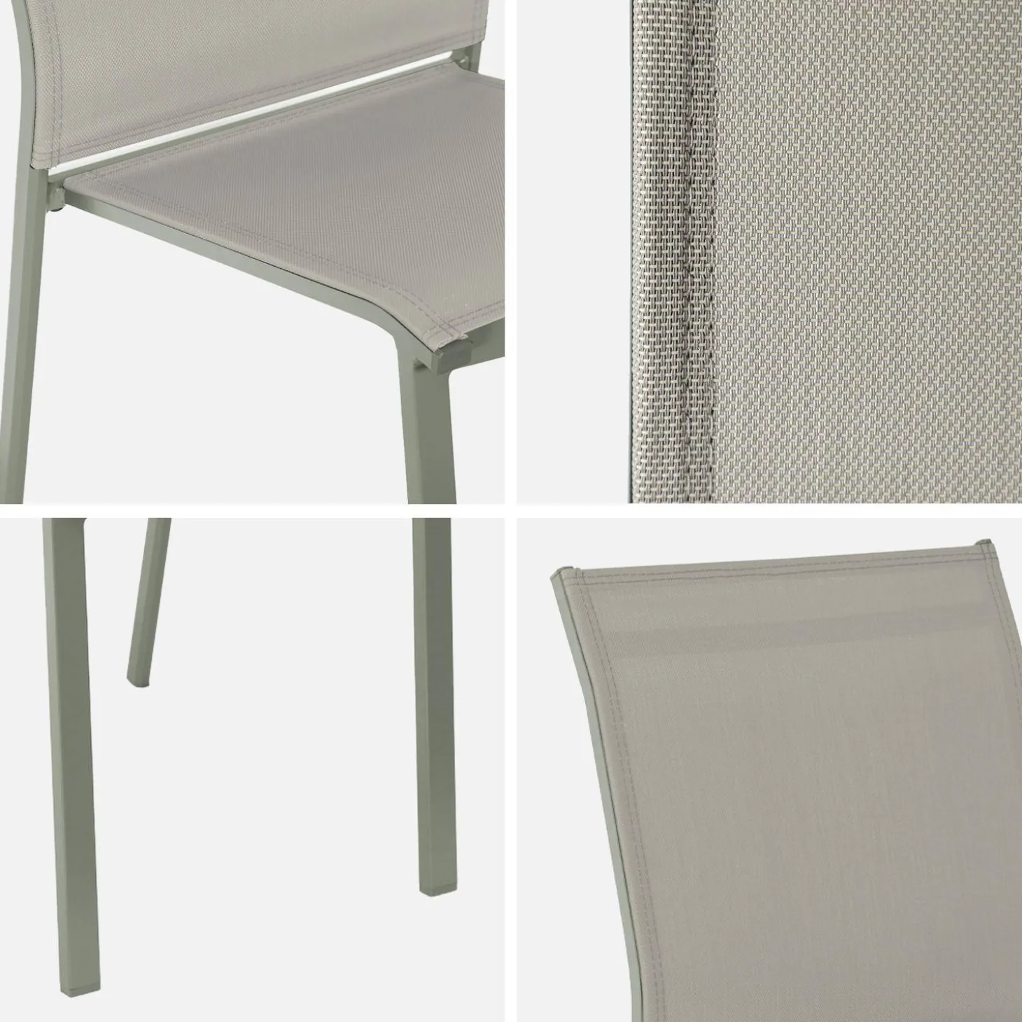 4er-Set stapelbare Gartenstühle aus Aluminium und Textilene
