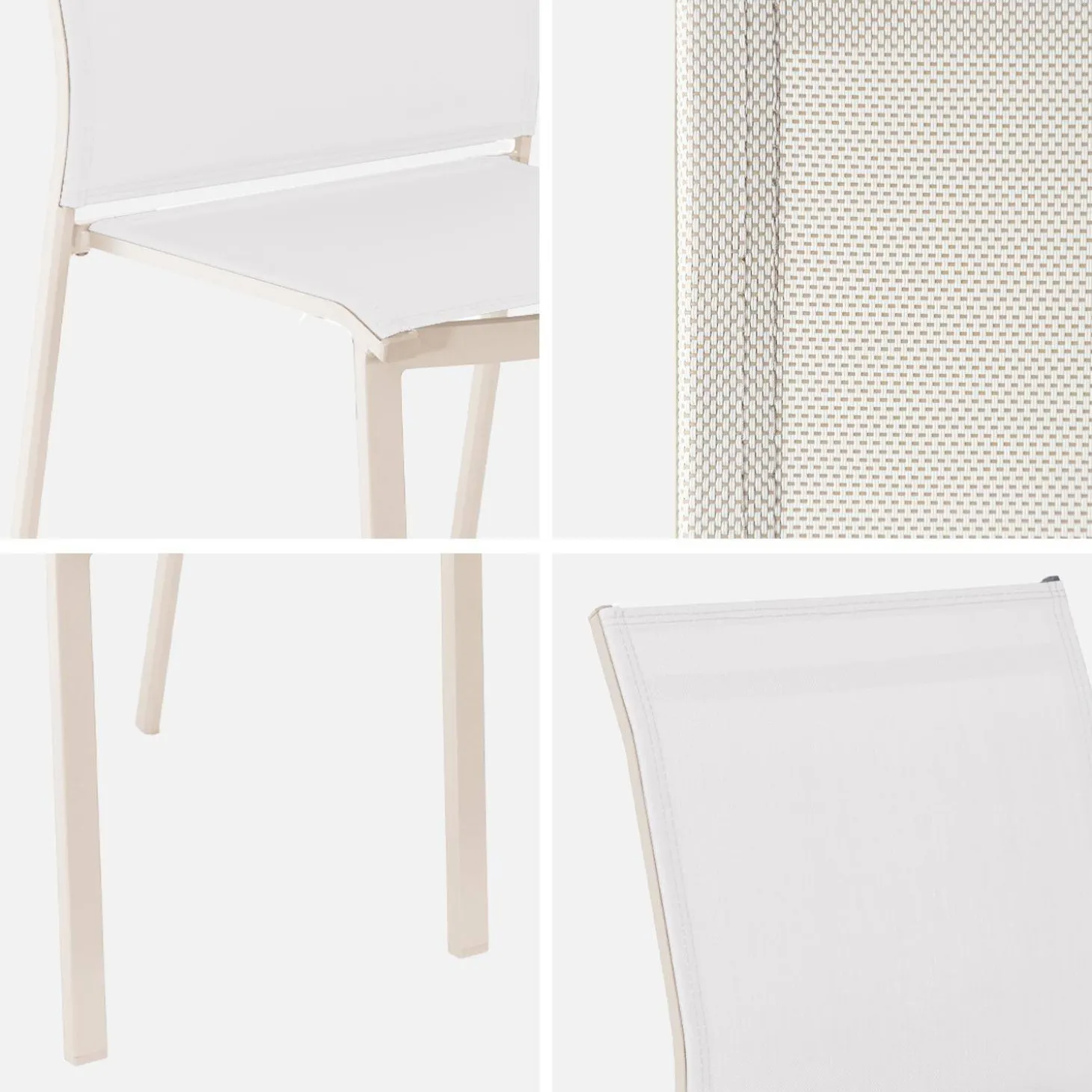 4er-Set stapelbare Gartenstühle aus Aluminium und Textilene