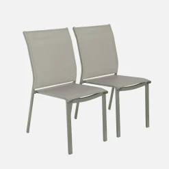 2er-Set stapelbare Gartenstühle aus Aluminium und Textilene