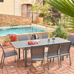 4er-Set stapelbare Gartenstühle aus Aluminium und Textilene