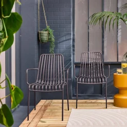 2er-Set stapelbare Gartenstühle aus Stahl