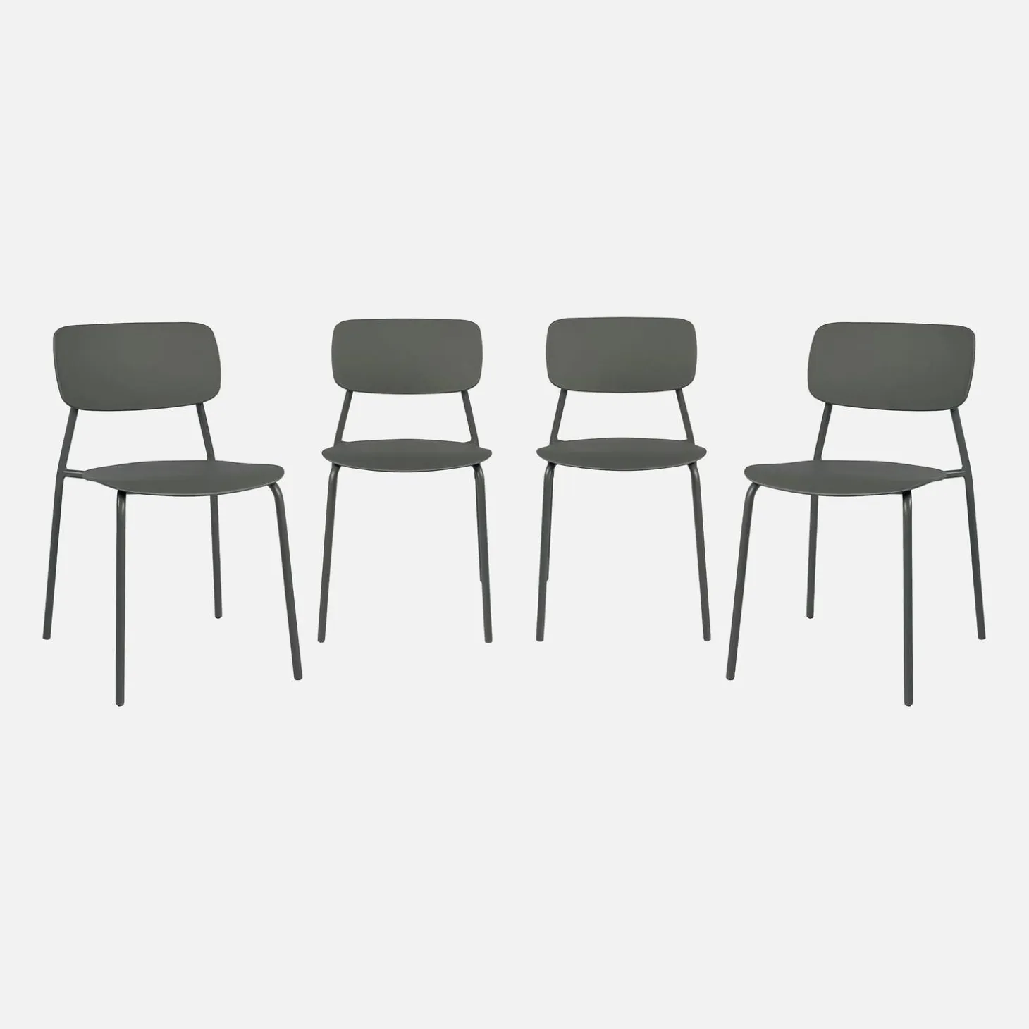 4er-Set stapelbare Gartenstühle aus Stahl und Kunststoff