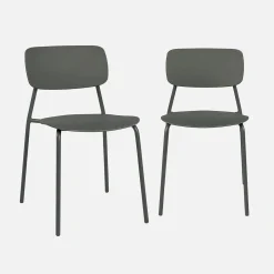 2er-Set stapelbare Gartenstühle aus Stahl und Kunststoff