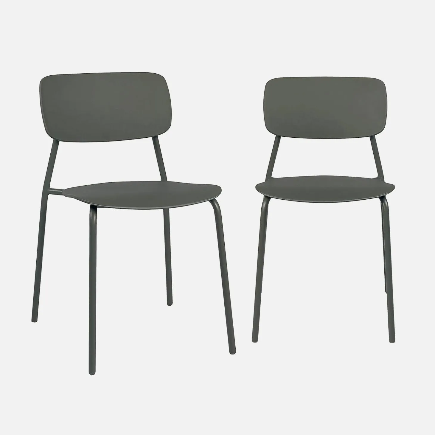 2er-Set stapelbare Gartenstühle aus Stahl und Kunststoff