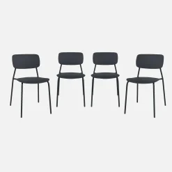 4er-Set stapelbare Gartenstühle aus Stahl und Kunststoff