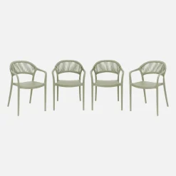 4er-Set stapelbare Gartenstühle mit Seiloptik