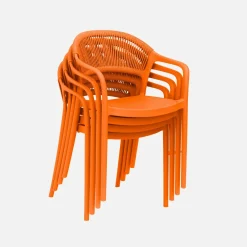 4er-Set stapelbare Gartenstühle mit Seiloptik