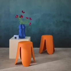 2er-Set stapelbare Hocker mit Kunstleder
