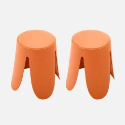 2er-Set stapelbare Hocker mit Kunstleder
