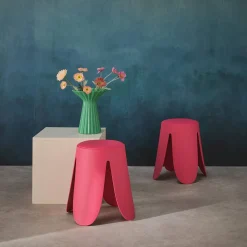 2er-Set stapelbare Hocker mit Kunstleder