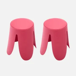 2er-Set stapelbare Hocker mit Kunstleder