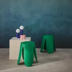 2er-Set stapelbare Hocker mit Kunstleder