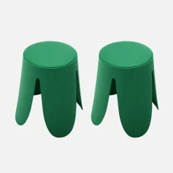 2er-Set stapelbare Hocker mit Kunstleder